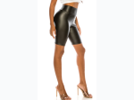 Junior's Faux Leather High Waisted Short in Black