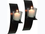 Iron Handicraft Curved Votive Candle Wall Sconce Set