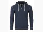 Mens Hoodied Contrast Henley Athletic T Shirt in Navy
