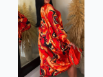 Plus Size Oversized Button Up Dress In Orange - One Size Fits Most