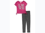 Girl's Glitter Applique "Love Who You Are" Set in Pink & Grey