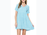Women's Loose Fit Tiered Ruffle Dress in Sky Blue