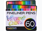 Platinum Art Supplies 60 Piece Set Fineliner Pens in Vibrant Colors