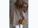 Women's Slouchy Dolman Sleeve Crop High Low Sweater in Grey Taupe