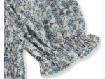 Girl's Blue Floral Ruched Peasant Top w/ Matching Scrunchie