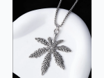 Men's Leaf Pendant Titanium Steel  Rolo Link Necklace