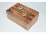 Dog Paw Brass Inlay Wooden Box - 4x6"