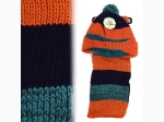 Kid's Striped Knitted Pom Beanie Scarf and Hat Set - 3 Colors Available