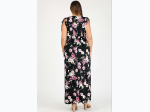 Women's Plus Faux Wrap Floral Maxi Dress in Black