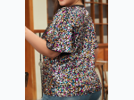 Plus Size Multi Color Vibrant Sequin Short Sleeve Top