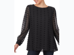 Women's Long Sleeve Swiss Dot Top - 2 Color Options - SIZE S