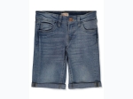 Girl's Cuffed Denim Shorts in Riviera Blue - Bermuda Length