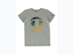 Boys CHAMPION Multi-Color Web Globe Logo T-Shirt in Grey - SIZE XL
