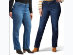 Women's Plus Straight Leg Mid-Rise Relaxed Fit Jeans - Long Length