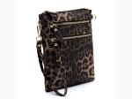 Leopard Multi Zip Pocket Crossbody Bag in Brown