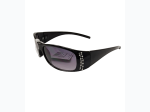 Women's Classic Amber Black Smoke Lenses Sunglasses w/ Rhinestone Accents
