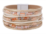 Women's Multilayer Crystal Bead Accessory Leather Bracelet - 3 Color Options