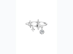 Women's Adjustable Sterling Silver Four-Pointed Stars Drop Ring