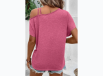 Women's Asymmetric Colorblock Strappy One Shoulder Twist Hem Top in Rose