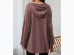 Women's Buttoned High and Low Hem Hoodie - 3 Color Options