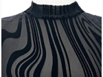 Junior's Wavy Velvet Pattern Long Sleeve Mock Neck Top in Black