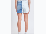 Girls Mid Rise Color Block Shorts With Fray Hem