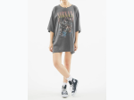 Ladies Oversized Nirvana Unplugged Faded Distressed T-Shirt in Grey - Free Size