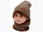 Kids Knitted Sherpa Fleece Lined Beanie & Neck Warmer Set - 6 Color Options