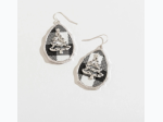 Women's Buffalo Plaid Tree Teardrop Earrings - Black/White