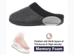 Men's Woolen Fabric Memory Foam Slippers In Grey - SIZE S