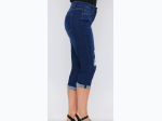 Missy's Slim Stretch Cuffed Capri Jeans - In Ripped Dark Indigo