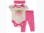 Newborn Girl's 3-Piece Bodysuit Set - Baby Yoda - Pink - SIZE 6/9 MONTHS