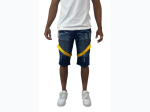 Big & Tall Men's Strap Moto Shorts - Blue with Gold Straps