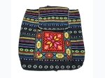 Woven Multi-Stripe Embroidered Flower Motif Backpack