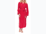 Womens Microfleece Soft Spa Robe - Dots Diva Red/White