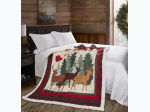 Virah Bella®  - Primitive Quilted Sherpa Throw - Christmas Deer