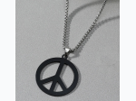 Men's Peace Sign Pendant Stainless Steel Necklace - 3 Color Options