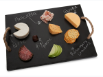 Rectangular Wooden Cheeseboard with Chalkboard Surface and Rope Handles 17"