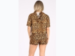 Women's Short Leopard Hoodie Set w/ Raw Edge Hem