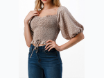 Women's Ditsy Floral Print Puff Sleeve Smocked Top - 3 Color Options