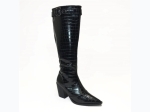 Women's A-Rider Crocodile Print Buckle Detail Knee High Boots - 2 Colors Available