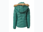 Girl's Faux Fur-Trim Detachable-Hood Puffer Coat in Teal