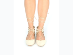 Women's Suede Studded Lace Up Ballerina Shoe - 2 Color Options