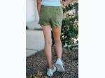 Girls Elastic Waist Drawstring Shorts w/ Pockets in Green