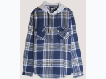 Men's Double Pocket Plaid Hooded Flannel Shirt - 2 Color Options