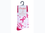 Parquet All Over Pink Ribbon Fun Crew Socks for Women - Single Pair