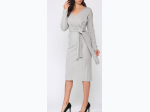 Women's Sweater Wrap Dress In Grey - SIZE M