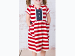 Girl's Red American Stars Stripes Knit Pocket Dress