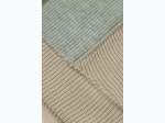 Women's Textured Knit Patchwork Hoodie in Beige & Grey - SIZE L
