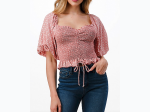 Women's Ditsy Floral Print Puff Sleeve Smocked Top - 3 Color Options